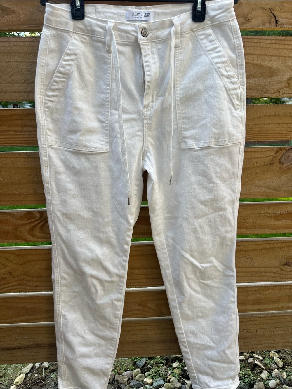 Judy Blue White Drawstring Utility Chinos